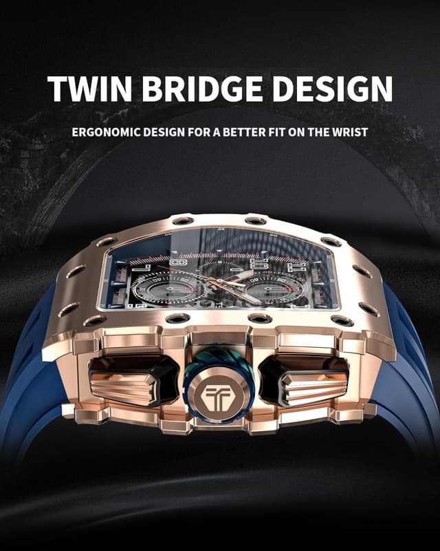 Detalle de TSAR BOMBA TB-8204 : montre de luxe pour homme étanche 50 m, verre saphir et mouvement à quartz japonais