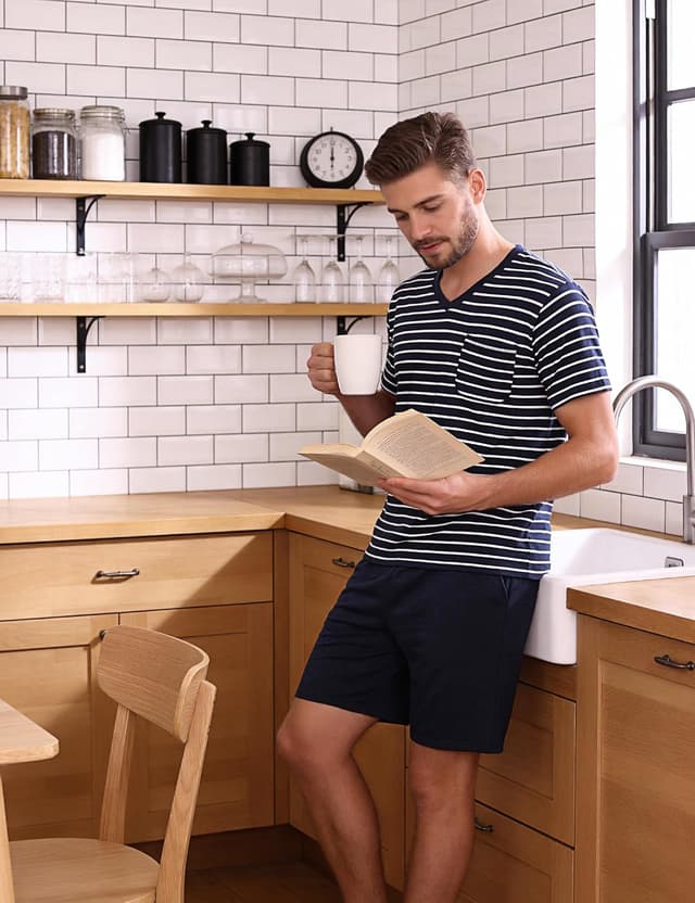 Detalle de Litherday Pyjama homme rayures coton, S à 3XL