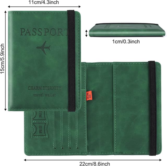 Detalle de Sciphylia protege-passeport RFID en PU, vert