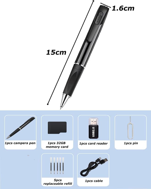 Detalle de ZHODADA Mini Telecamera 1080P “penna” con memoria 32GB nascosta per sorveglianza domestica