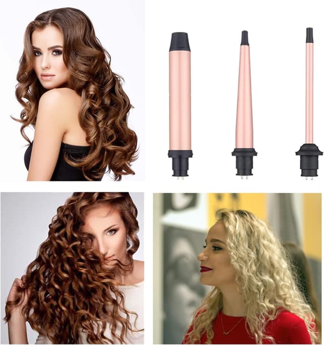 Detalle de 3 in 1 Curling Wand & Tongs Iron Set with Interchangeable Ceramic Barrels (9–32mm) for Long & Thick Hair