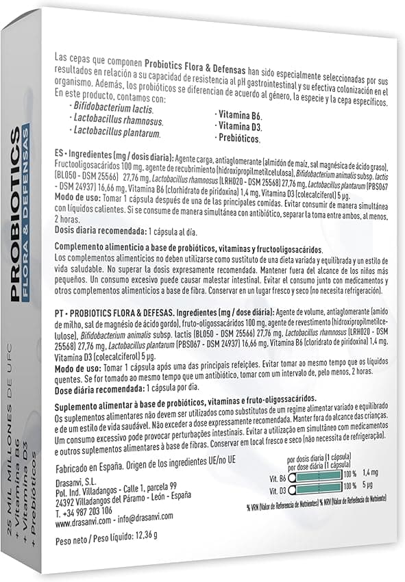 Detalle 2 de Drasanvi PROBIOTICS Flora y Defensas 20 cápsulas 💊