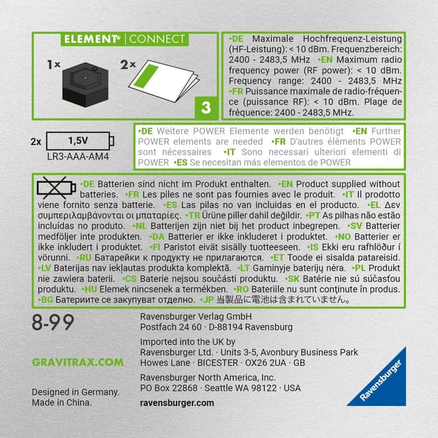 Detalle 2 de Ravensburger GraviTrax Power Element Connect 27469 – Erweiterung für die Kugelbahn mit App-Verbindung (ab 8 Jahren)