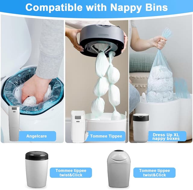 Detalle 2 de 24 Stück Windeleimer Nachfüllkassetten – Nachfüllfolie kompatibel mit Tommee Tippee, Angelcare & LitterLocker