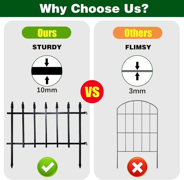 Detalle 2 de Thealyn Metall Dekorativer Gartenzaun – 57 × 45 cm, 5 Paneele, 2,8 m Gesamtlänge (faltbar)