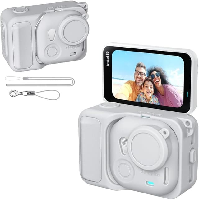 Detalle de LHPHEIX 5-in-1 Silicone Case Set for Insta360 Go Ultra (Gray) with Lens Cap and Anti-Lost Strap