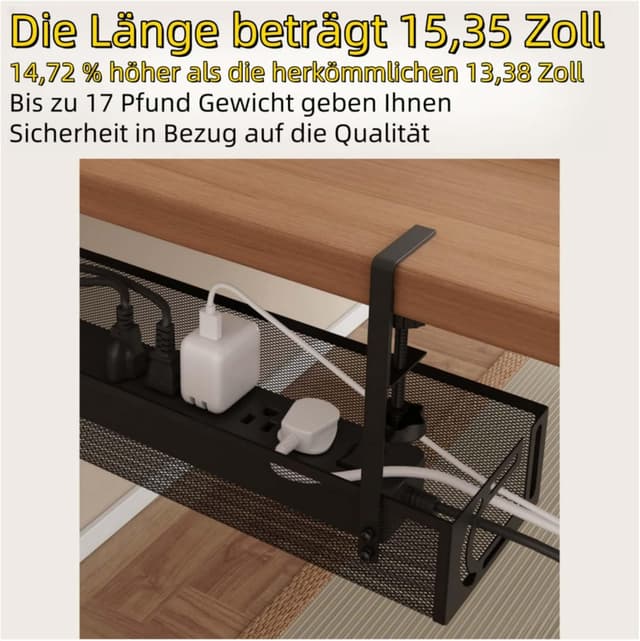 Detalle de Couwilson Kabelmanagement-Organizer 1x unter dem Schreibtisch
