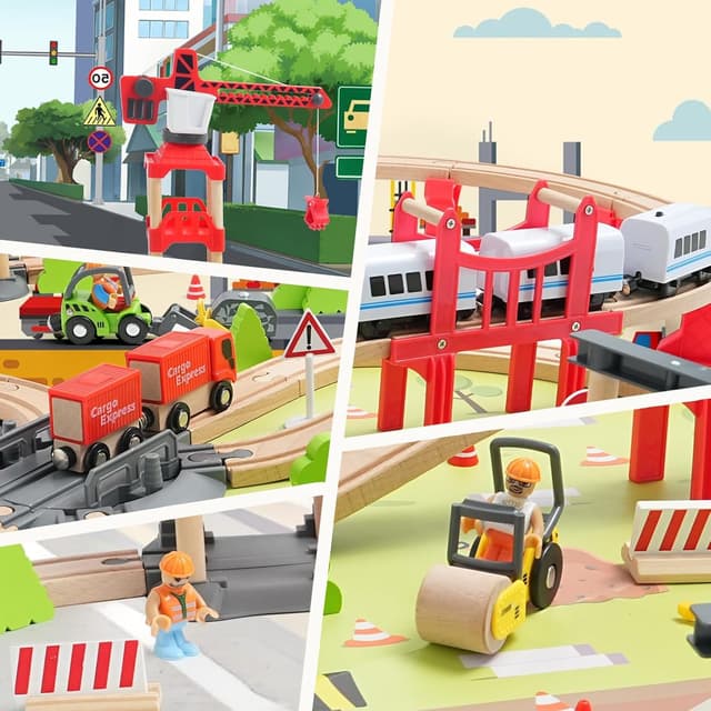 Detalle 1 de Wooden Train Set 104 pcs for toddlers