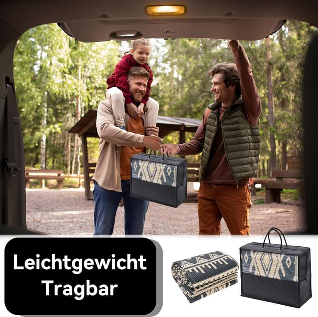 Detalle 2 de Homaxy Outdoor Teppich wetterfest, faltbar & wendbar (120 x 180 cm) in Schwarz & Beige