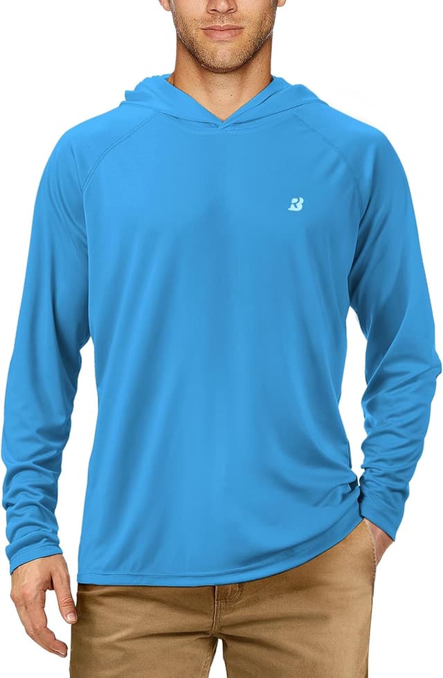 Detalle de Roadbox Men’s Sun Protection Swim Hoodie (UPF 50+) Quick-Dry Long Sleeve