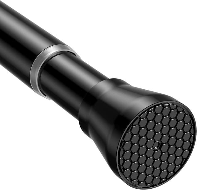 Detalle de Zipglo Teleskop-Duschvorhangstange ohne Bohren (113–196 cm) in Schwarz – Spannstange für Bad, Küche & mehr