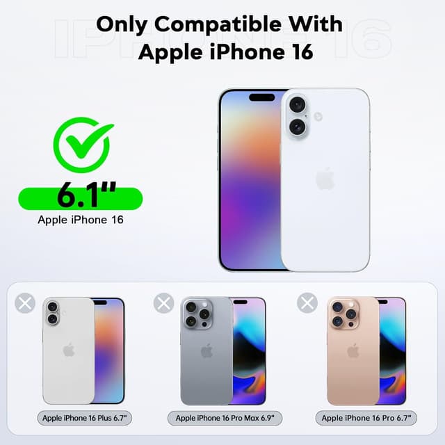 Detalle 2 de LeYi iPhone 16 case with sliding camera cover, ring stand & 2-pack tempered glass (blue) – shockproof protection