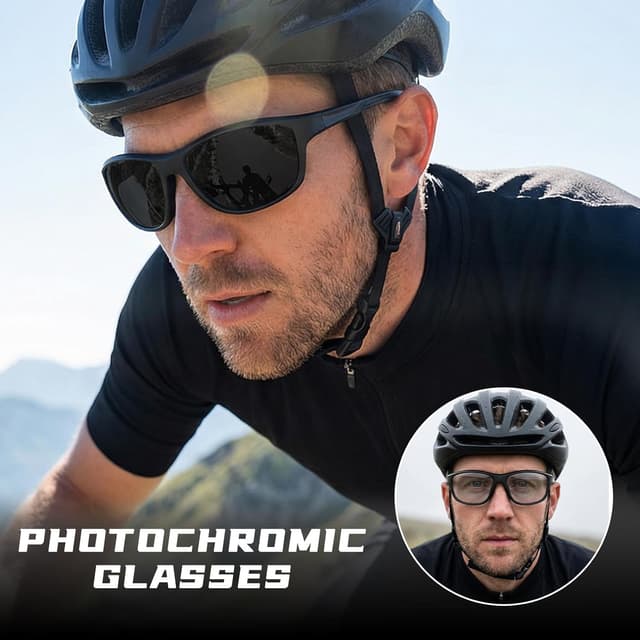 Detalle de Myiaur Photochromic Running Sunglasses (UV400, polarised) with wrap-around sports fit