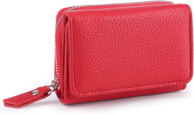 Detalle de CHAOFANXI Portafoglio donna piccolo in pelle PU rosso con portamonete e 6 scomparti