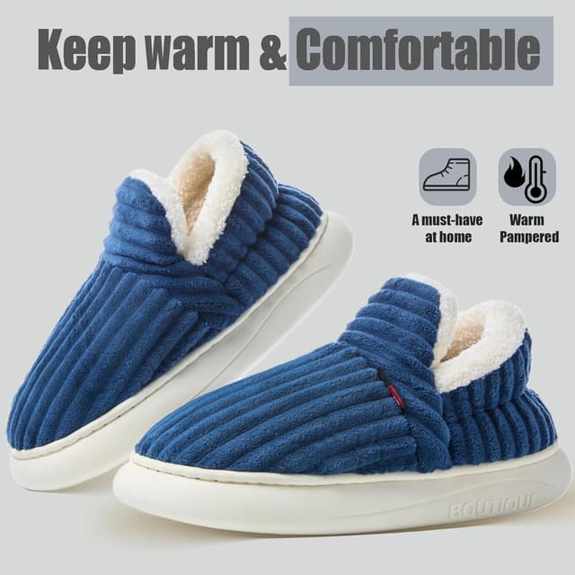 Detalle de Misolin pantofole donna invernali in peluche con suola antiscivolo e schiuma a memoria