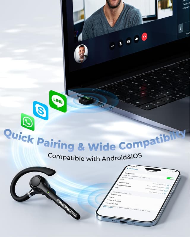 Thumbnail 4 de Ngsod V5.4 Bluetooth Headset 50H Talk Time
