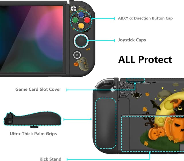 Detalle de playvital ZealProtect Soft Protective Case for Nintendo Switch OLED (Moon Night Halloween)
