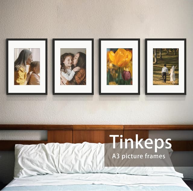 Thumbnail 4 de Tinkeps 4 Pack A2 Black Picture Frames with Mount for A3 Prints