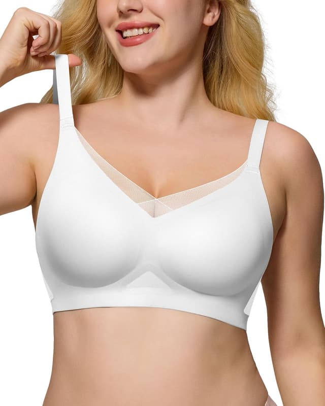 Detalle de As Fairy Wireless Non-Wired Bra – Seamless V-Neck Mesh Criss-Cross Back Push-Up