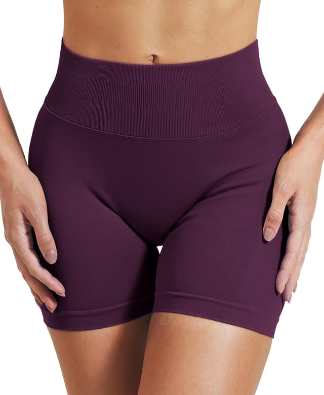 Detalle de VOYJOY Women Workout Impact Shorts (2.5"–6") Scrunch Butt Lifting Seamless Biker Shorts with Tummy Control