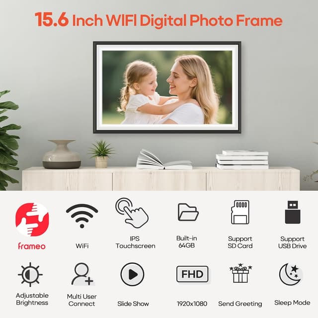 Thumbnail 5 de BIGASUO Frameo 15.6 inch digital photo frame