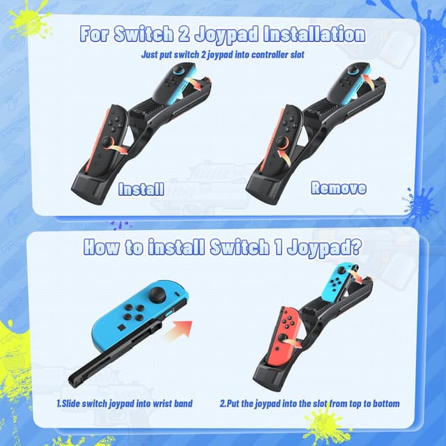 Detalle de FASTSNAIL Shooting Gun für Splatoon 3/2 – Switch 2/1 kompatibler Controller-Adapter für Joy-Con