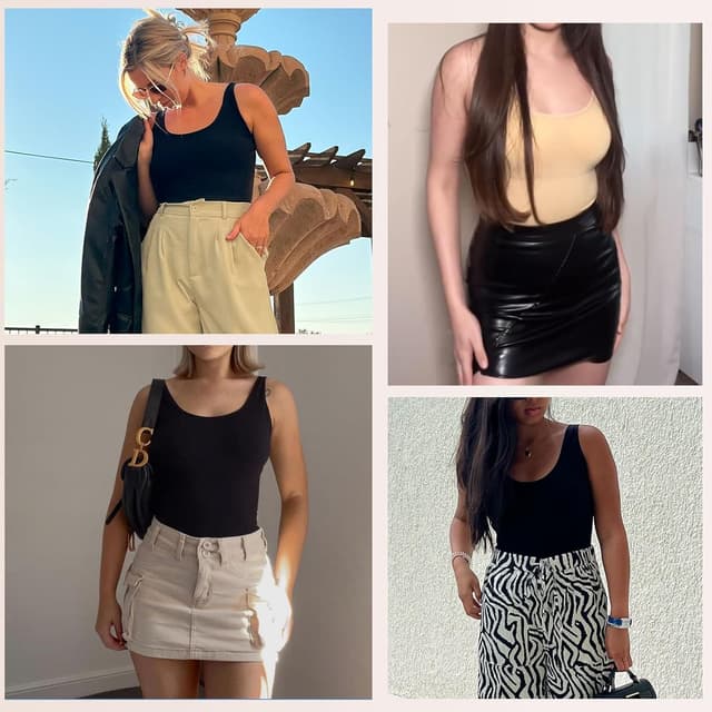 Detalle de Joyshaper Shapewear Damen Body Shaper „Bauchweg“ – nahtloses Miederbody mit U-Ausschnitt