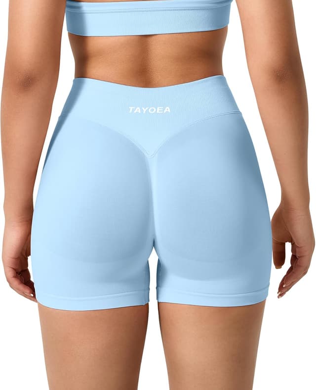 Detalle 2 de TAYOEA Sport Shorts Damen Scrunch – kurze Scrunch-Sporthose mit Push-up Effekt für Gym & Training