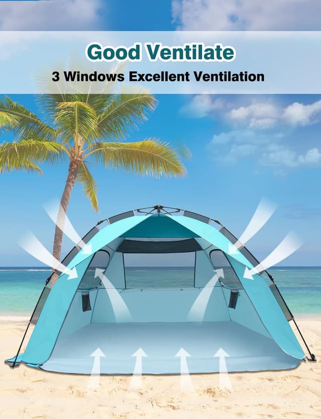 Detalle de Glymnis Large Pop Up Beach Tent (for 4-6), Instant Automatic UV Sun Shelter