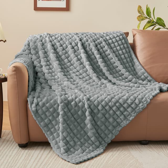 Thumbnail 6 de BEDELITE Kuscheldecke Flauschig 150x200 (weiches XL Flanell) – grau Karo als Couch-Überwurf