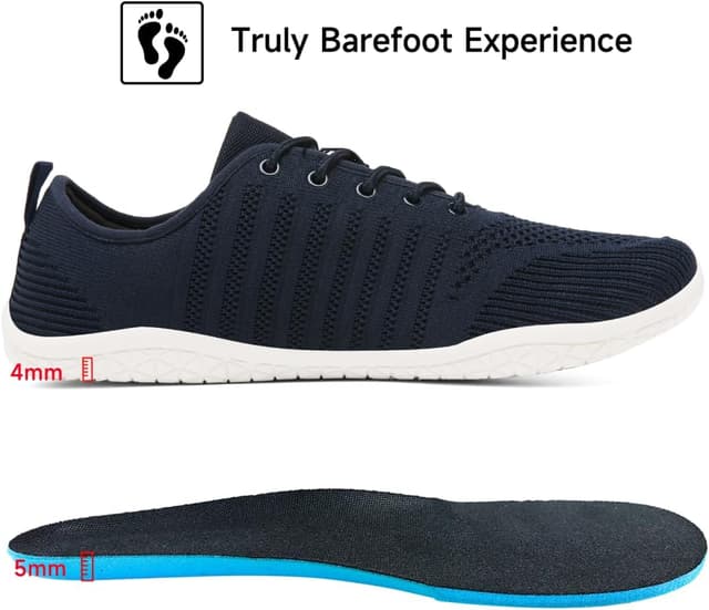 Detalle de Merdoo Barfuß-Schuhe mit breiter Zehenbox (Zero-Drop) – Minimalistische Sneaker für Damen & Herren, Gr. 37–45