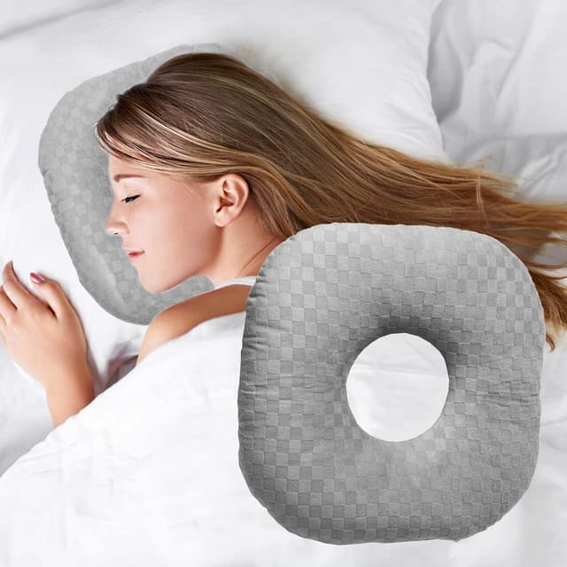 Detalle de Wuronsa Ear Piercing Pillow O-shaped for Side Sleepers 😴
