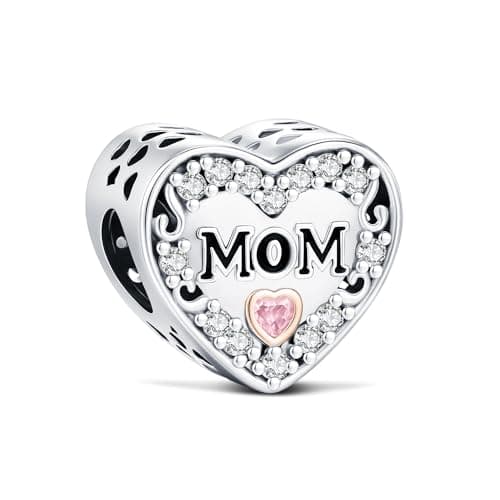 Detalle de BOIGEGU Amor Charms de plata de ley 925 con circonita cúbica 5A (compatible con europeos)