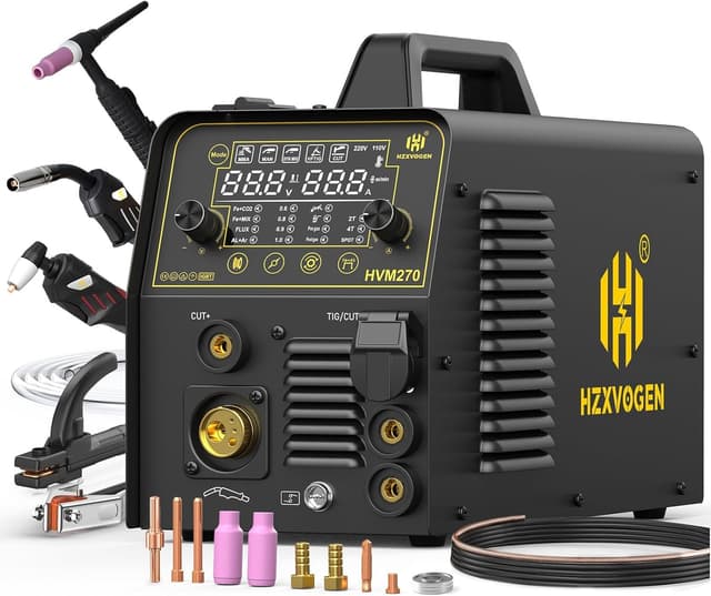 Detalle de H HZXVOGEN 200A 6-in-1 Multi-Process MIG Welder (Gas/Gasless) with HF TIG, Plasma Cutting & Stick