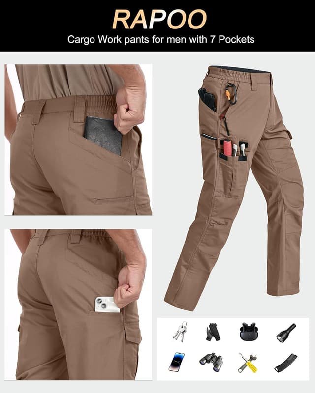 Detalle de Men’s Ripstop Cargo Pants (Water-Resistant, Breathable) with 7 Pockets