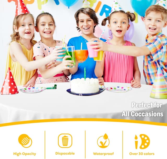 Detalle de Exquisite 12-Pack Plastic Tablecloths (84-inch Round) in White