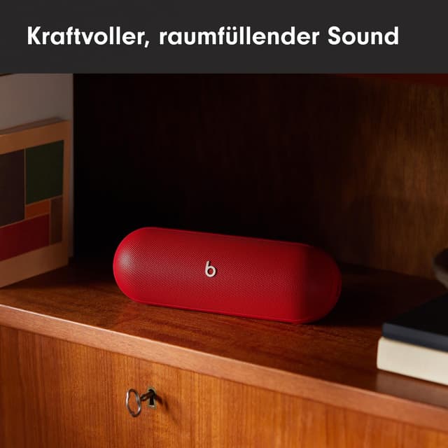 Detalle de Beats Pill tragbarer Bluetooth-Lautsprecher Signalrot – bis zu 24 Stunden Akkulaufzeit, IP67 & kraftvoller Sound