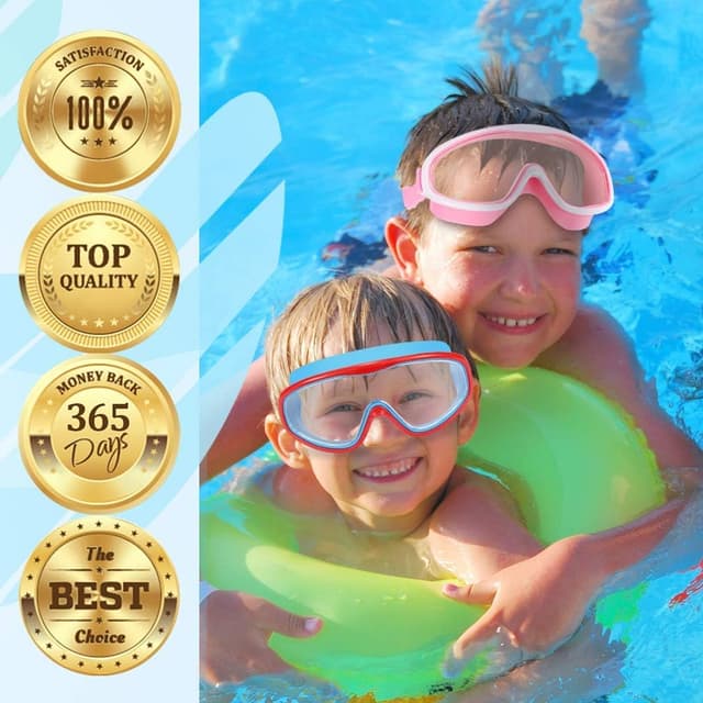 Detalle de EasYoung 2-Pack Kids Swim Goggles (Ages 3–15) – Wide Vision, Anti-Fog & UV Protection