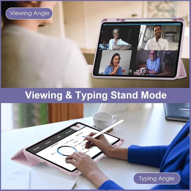 Detalle de CAUHENYEE Hülle für OnePlus Pad 3: stoßfest, Magnetverschluss, transparente Rückseite & Sleep-Funktion (rosa)