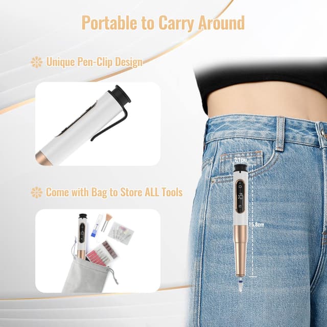 Thumbnail 6 de Denabuty DN-2502Y Nagelfräser kabellos 12-in-1 mit USB-Akku und 5 Geschwindigkeiten