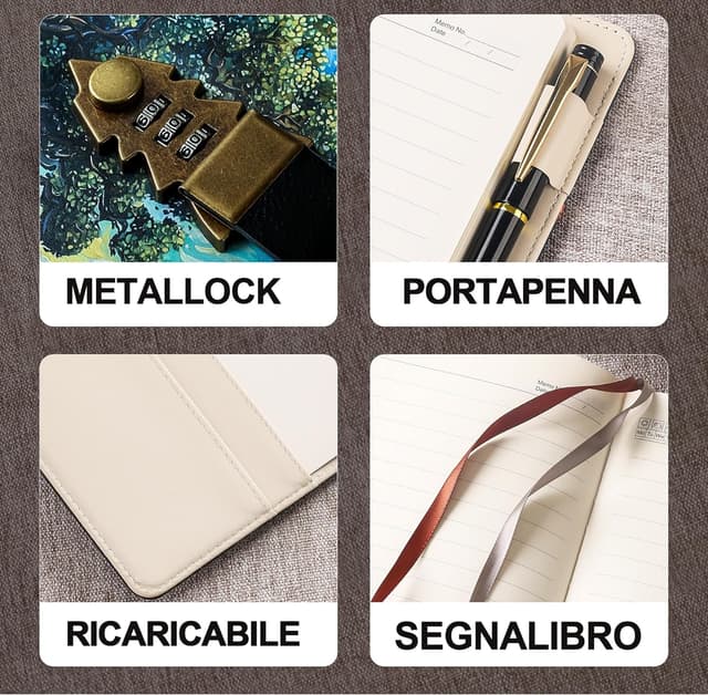 Detalle de HwxBen Taccuino con codice A5 da 244 pagine in PU