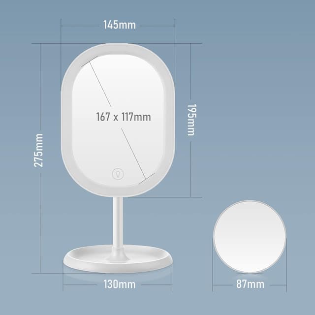 Detalle de Aidodo Rechargeable Makeup Mirror with LED 3 colours