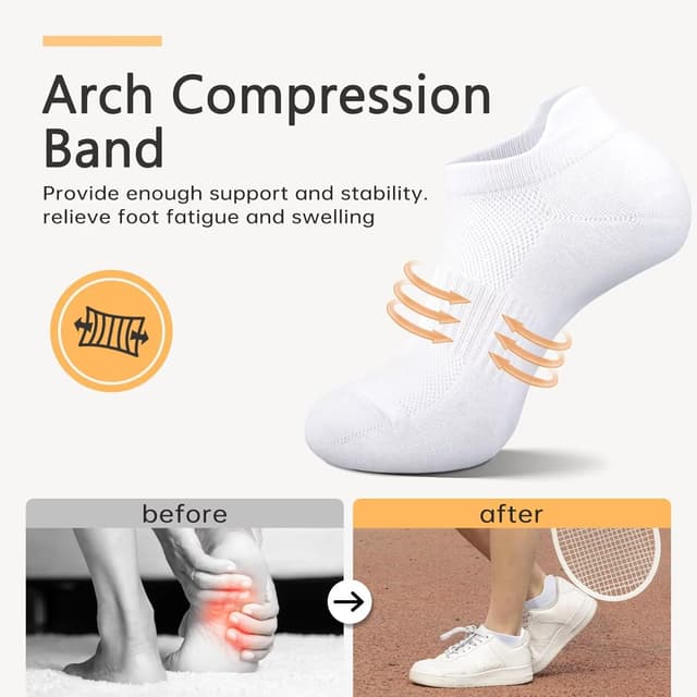 Detalle de EKSHER 10 Paar Sneaker Socken aus Baumwolle für Herren & Damen – atmungsaktiv, kurz, Sportsocken