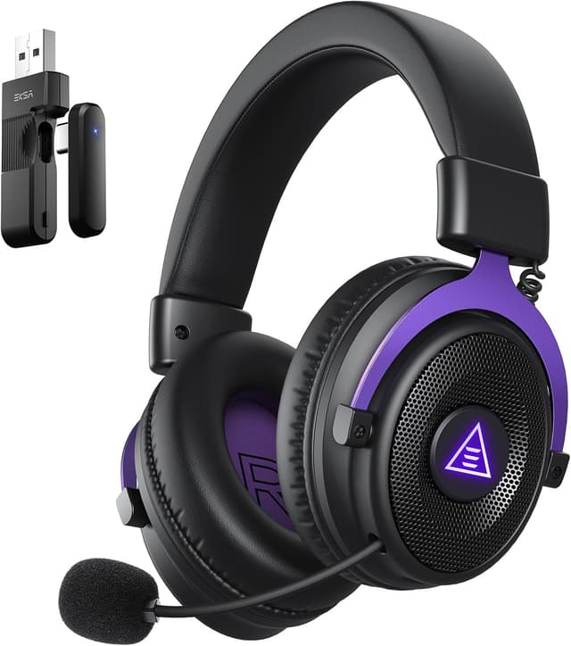 Detalle de EKSA E900WT wireless gaming headset with 2.4GHz USB dongle and Bluetooth 5.4