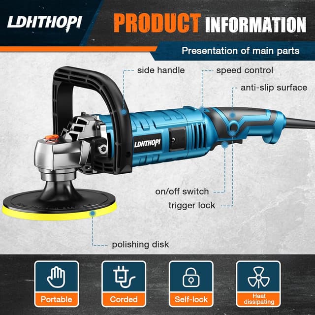 Thumbnail 4 de LDHTHOPI Buffer Polisher 1600W for Cars