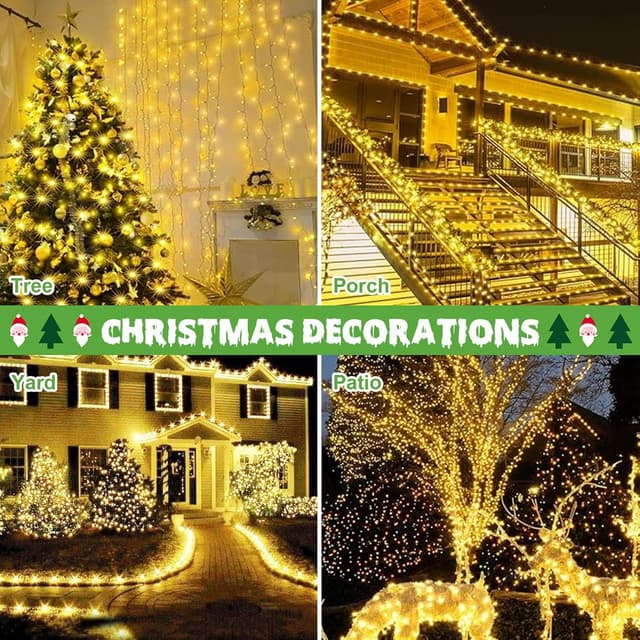 Thumbnail 6 de Afaiup 200 LED Fairy Lights (82ft) Clear Wire – Warm White Twinkle Indoor/Outdoor Plug-In