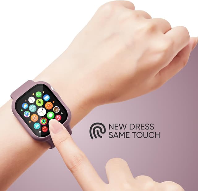 Detalle de Joehwerr 3-in-1 Apple Watch strap & case set (46mm) in smokepurple with 9H tempered glass screen protector