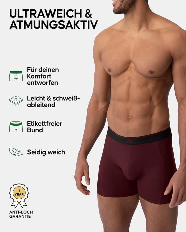 Detalle de DANISH ENDURANCE Bambus Boxershorts 6er Pack 🩲
