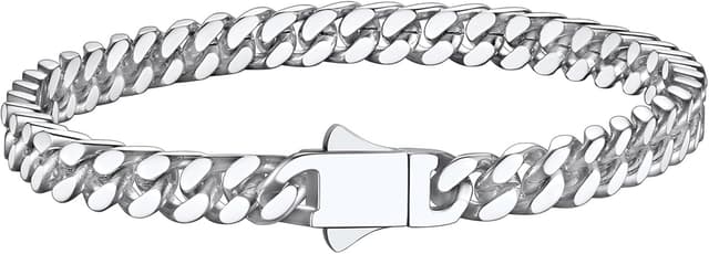 Detalle de Richsteel Herren Armband Kubanische Kette Edelstahl Silber/Gold/Schwarz – wahlweise Breite 5/7/9/12 mm, Längen 19/21/23 cm