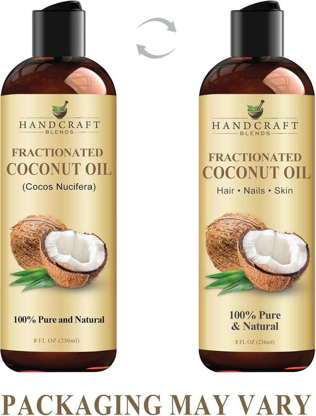 Detalle de Handcraft Blends Fractionated Coconut Oil (236 ml) – 100% pure, hexane-free carrier oil for hair & body